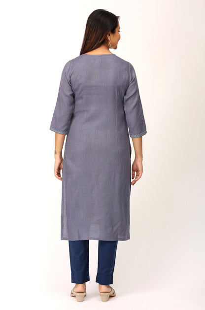 BlueGrey Matty Embroidery Kurti