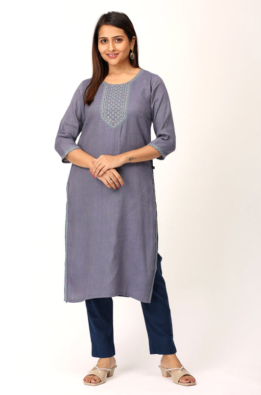 BlueGrey Matty Embroidery Kurti