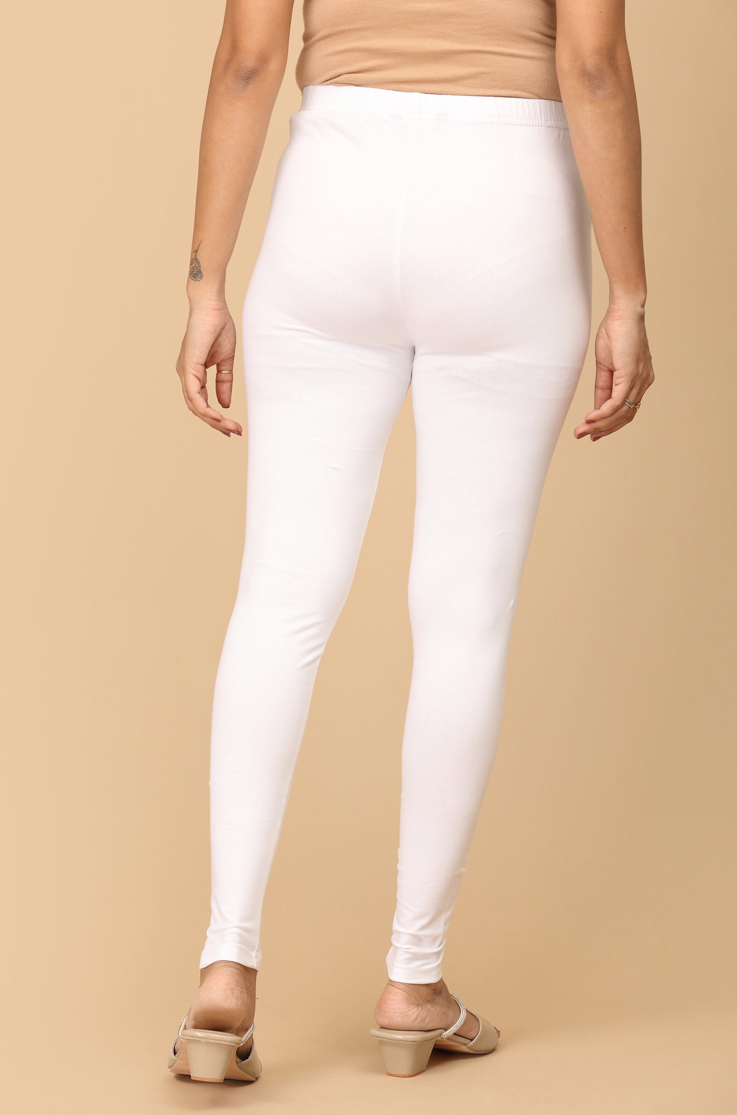 White Bio Wash 4 ways Stretch Ankle Length Legging