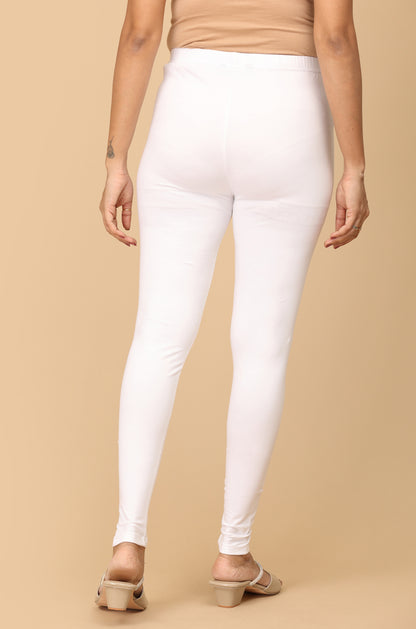 White Bio Wash 4 ways Stretch Ankle Length Legging