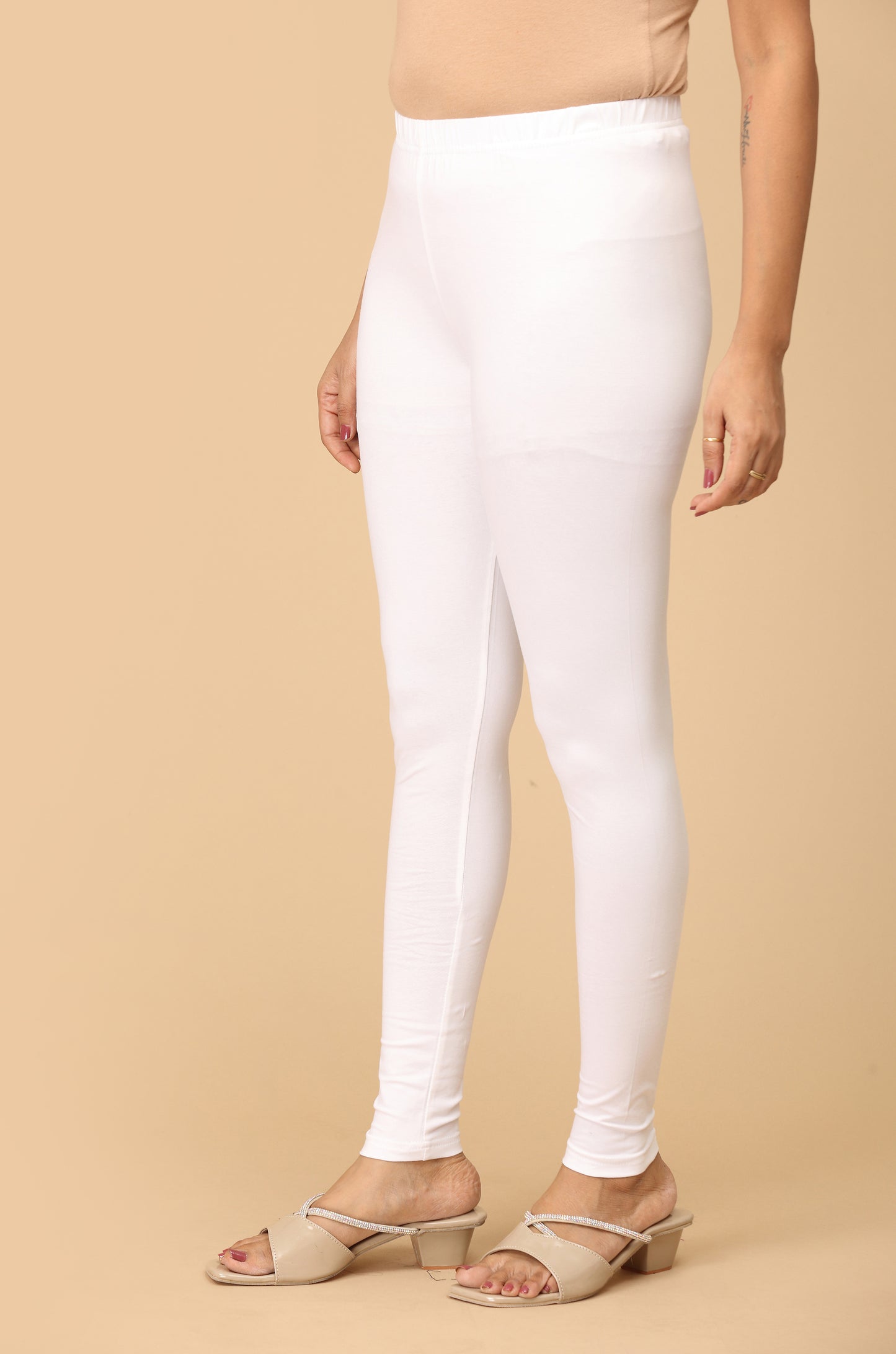 White Bio Wash 4 ways Stretch Ankle Length Legging