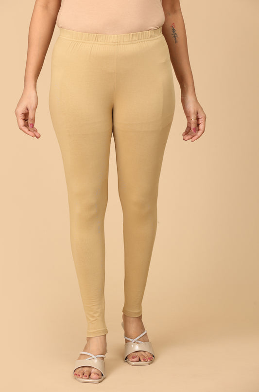Beige Bio Wash 4 ways Stretch Ankle Length Legging