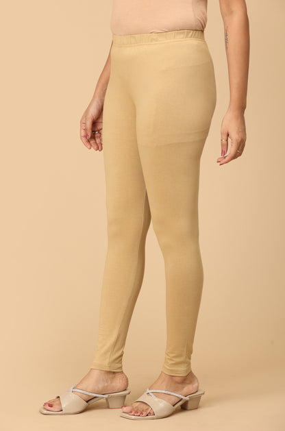 Beige Bio Wash 4 ways Stretch Ankle Length Legging